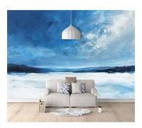 SPECUFX Wall Mural Self-adhesive Wallpaper Photo 3D Print Minimalist abstract oil painting landscape white blue 100x70cm Painting Art Living Room Tv Background Papers Office Bedroom Home Decoration