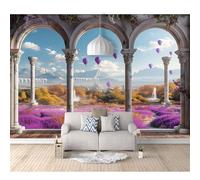 SPECUFX Wall Mural Self-adhesive Wallpaper Photo 3D Print Romantic Pink Garden Hot Air Balloon View 100x70cm Painting Art Living Room Tv Background Papers Office Bedroom Home Decoration