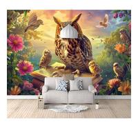 SPECUFX Wall Murals 3D Self-adhesive Wallpaper Owls and books 100x70cm Background Mural Living Room Sofa Tv Bedroom