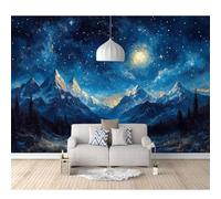 SPECUFX Wall Murals 3D Self-adhesive Wallpaper Snow Mountain, Night, Moon, Landscape 100x70cm Background Mural Living Room Sofa Tv Bedroom