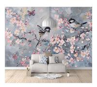 SPECUFX Wall Murals Custom Photo Self-adhesive Wallpaper 3D Plum blossom flowers, birds, butterflies vintage 100x70cm Large Living Room Sofa Bedroom Modern Painting Home Decor Posters