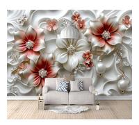 SPECUFX Wall Murals for Bedrooms Adults Embossed with large flowers white 100x70cm Photo Self-adhesive Wallpaper Creative DIY Art Mural Decoration Decal Living Room Dining Bedroom Decor
