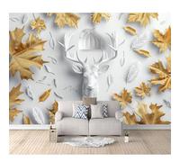 SPECUFX Wall Murals for Bedrooms Adults Gold-leafed white deer head 100x70cm Photo Self-adhesive Wallpaper Creative DIY Art Mural Decoration Decal Living Room Dining Bedroom Decor