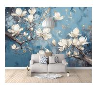 SPECUFX Wall Murals for Bedrooms Adults Oil painting flowers, orchids, beige, blue 100x70cm Photo Self-adhesive Wallpaper Creative DIY Art Mural Decoration Decal Living Room Dining Bedroom Decor