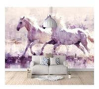 SPECUFX Wall Murals Self-adhesive Wallpaper for Bedroom Watercolor running horse animal landscape 100x70cm 3D Sticker Art Waterproof DIY Decor Living Room Classroom Offices Home Decoration