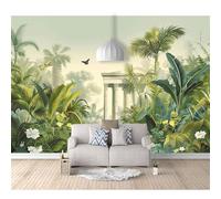 SPECUFX Wall Murals Self-adhesive Wallpaper Tropical rainforest landscape architecture banana leaves 100x70cm for Bedroom 3D Render Stickers Decals Posters