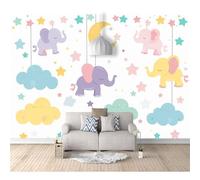 SPECUFX Wall Paper Murals Cartoon cute elephant moon stars 100x70cm 3D Effect Living Room Office Bedroom Dining Corridor Poster Art Decorative Photo