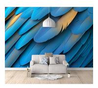 SPECUFX Wall Paper Murals Close-up of blue parrot feathers 100x70cm 3D Effect Living Room Office Bedroom Dining Corridor Poster Art Decorative Photo