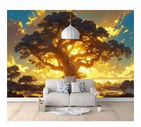 SPECUFX Wall Paper Murals Fantasy tree golden sunset 100x70cm 3D Effect Living Room Office Bedroom Dining Corridor Poster Art Decorative Photo