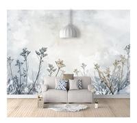 SPECUFX Wall Paper Murals Minimalist watercolor flowers white-gray 100x70cm 3D Effect Living Room Office Bedroom Dining Corridor Poster Art Decorative Photo