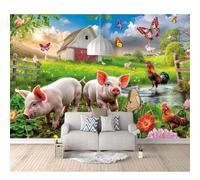 SPECUFX Wall Paper Murals Piglets and the farm 100x70cm 3D Effect Living Room Office Bedroom Dining Corridor Poster Art Decorative Photo
