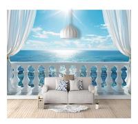 SPECUFX Wall Paper Murals Window, sea, sun, view 100x70cm 3D Effect Living Room Office Bedroom Dining Corridor Poster Art Decorative Photo