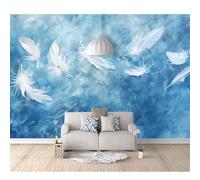 SPECUFX Wallpaper Peel and Stick - Romantic white feather blue 100x70cm Self-Adhesive Pvc Wall Art for Home Decor In Diverse Sizes with Hd Printing