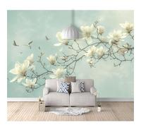 SPECUFX Wallpaper Peel and Stick - Vintage flowers, birds, orchids, cyan 100x70cm Self-Adhesive Pvc Wall Art for Home Decor In Diverse Sizes with Hd Printing