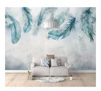 SPECUFX Wallpaper Peel and Stick - Watercolor blue feathers 100x70cm Self-Adhesive Pvc Wall Art for Home Decor In Diverse Sizes with Hd Printing