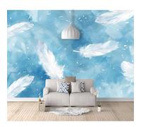 SPECUFX Wallpaper Peel and Stick - Watercolor color white feathers 100x70cm Self-Adhesive Pvc Wall Art for Home Decor In Diverse Sizes with Hd Printing
