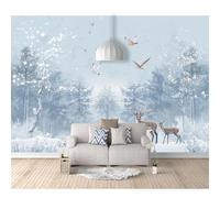 SPECUFX Wallpaper Peel and Stick - Winter forest wildlife deer birds 100x70cm Self-Adhesive Pvc Wall Art for Home Decor In Diverse Sizes with Hd Printing