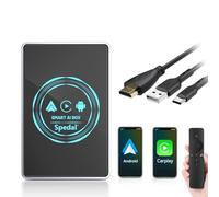 Spedal CarPlay AI Box Adaptateur de voiture Android 3 en 1 sans fil intégré YouTube Net-Flix 4K Vidéo Car Adaptateur double bande WiFi Sortie HDMI Compatible avec voiture avec câble CarPlay/Android