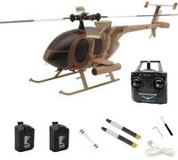SpedUpX C184 Hélicoptère RC 4 Canaux à Moteur Brushless, Double Rotor Coaxial sans Queue avec Positionnement Optique, Modèle Militaire Réaliste, Jaune du désert(2 Piles)