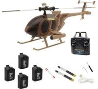 SpedUpX C184 Hélicoptère RC 4 Canaux à Moteur Brushless, Double Rotor Coaxial sans Queue avec Positionnement Optique, Modèle Militaire Réaliste, Jaune du désert(4 Piles)