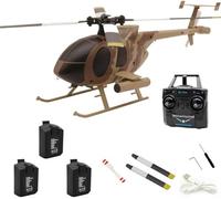 SpedUpX C184 Hélicoptère RC 4 Canaux à Moteur Brushless, Double Rotor Coaxial sans Queue avec Positionnement Optique, Modèle Militaire Réaliste, Jaune du désert(3 Piles)