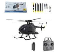 SpedUpX C189 MD500 helicoptere telecommande - Hélicoptère monorotor RTF 4 canaux au 1/28 avec Gyroscope 6 Axes et Moteur sans balais, ajout d'un positionnement Optique pour Adultes(Noir/1 Batterie)