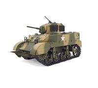 SpedUpX Char RC M5A1 Stuart 1/16 2,4GHz Télécommandé, Modèle Militaire avec Effets Sonores, Lumineux et Fumée, Tourelle Rotative 360°, Canon à Recul, Double Vitesse(Camouflage d'europe Occidentale)