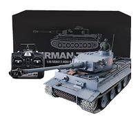 SpedUpX Char RC Tiger I Allemand 1:16 3818, Modèle Militaire Télécommandé 2.4G avec Chenilles Métal, Effets Sonores, Fumée(Version améliorée)