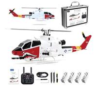 SpedUpX Hélicoptère RC YU Xiang F112S AH-1 1/40, 2,4GHz 9CH avec Stabilisation GPS/6G, Double Moteur Brushless, Rotor Flybarless(Rouge et Blanc/Batterie 4)