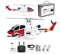 SpedUpX Hélicoptère RC YU Xiang F112S AH-1 1/40, 2,4GHz 9CH avec Stabilisation GPS/6G, Double Moteur Brushless, Rotor Flybarless(Rouge et Blanc/Batterie 2)