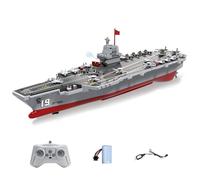 SpedUpX Porte Avions RC Navire Guerre 2.4GHz Canon Eau Bateau Naval Double Moteur Embarcation Électrique avec Accessoires DIY(1 Pile)