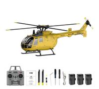 SpedUpX RC Era C180 BO-105 Hélicoptère RC Brushless, 6CH avec Gyro 6 Axes, Positionnement Flux Optique, Maintien d’Altitude, Décollage One-Key et Vol Inversé RTF(Jaune/3 Piles)