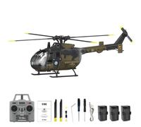 SpedUpX RC Era C180 BO-105 Hélicoptère RC Brushless, 6CH avec Gyro 6 Axes, Positionnement Flux Optique, Maintien d’Altitude, Décollage One-Key et Vol Inversé RTF(Camouflage/3 Piles)
