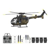 SpedUpX RC Era C180 BO-105 Hélicoptère RC Brushless, 6CH avec Gyro 6 Axes, Positionnement Flux Optique, Maintien d’Altitude, Décollage One-Key et Vol Inversé RTF(Camouflage/4 Piles)