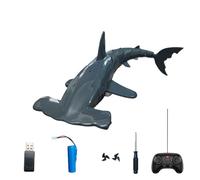 SpedUpX Requin Marteau RC 2.4GHz Modèle Aquatique avec Fonction Plongée Effet Jet Télécommande Étanche Mouvement Réaliste Queue Articulée Exploration Marine(Gris/1 Piles)