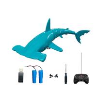 SpedUpX Requin Marteau RC 2.4GHz Modèle Aquatique avec Fonction Plongée Effet Jet Télécommande Étanche Mouvement Réaliste Queue Articulée Exploration Marine(Cyan/2 Piles)