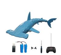 SpedUpX Requin Marteau RC 2.4GHz Modèle Aquatique avec Fonction Plongée Effet Jet Télécommande Étanche Mouvement Réaliste Queue Articulée Exploration Marine(Bleu/2 Piles)