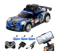SpedUpX Voiture Télécommandée Drift LH-C076S, 2.4G 4CH Voitures de Sport de Course Longue Endurance avec caméra et lumières LED, Jouets Cadeaux pour Loisirs(Bleu/3 Batterie)