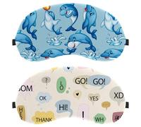 Speech Bubbles Expressions Lot de 2 masques pour les yeux, masque de sommeil pour les yeux pour les personnes dormant sur le côté, bandeau de nuit zéro pression oculaire, couverture de sommeil