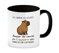 speecheese Tasse à café noire Capybara cochon d'eau mignon | Sei immer du selbst - außer du kannst eine lustige Tasse für den Arbeitsalltag Motivation