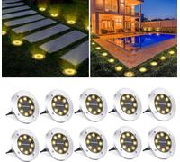 Speed 10 x LED Lampe solaire encastrée de sol Lampe solaire de sol extérieur 8Leds,Blanc chaud