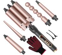 Speed 5 in 1 set de bigoudis,chaleur rapide régulation de la température affichage LCD pour grandes/moyennes/petites boucles revêtement céramique avec gants et 2 clips