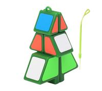 Speed Cube en forme de sapin de Noël - ABS 7,2 x 5,6 x 2,1 cm | Porte-clés souple | Mini cube magique pendentif pour l'entraînement du cerveau, comme décoration de cartable, cadeau de vacances et pour