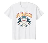 Speed Demon Hot Rod Crâne pour Les Amateurs de Course pour Homme T-Shirt, Enfant, Blanc, 10 Ans