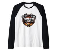 Speed Junkie Drapeaux de Course à Carreaux pour Voiture et Moto Manche Raglan