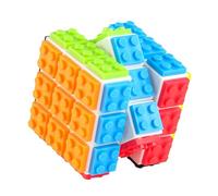 Speed Magic Cube 3 x 3 - Brick Magic Cube - 2 en 1 - Blocs et puzzle à induction - Compatible avec jouets Lego pour enfants et adultes - Jouet magique - Cadeau (blanc)