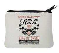Speed Raceway Motor Racer King of Speed Porte-monnaie en néoprène Blanc 10 x 11 cm