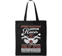 Speed Raceway Motor Racer King of Speed Sac fourre-tout en coton écologique naturel Noir, Noir , Taille unique