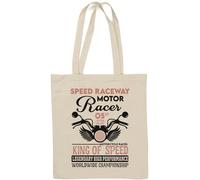 Speed Raceway Motor Racer King of Speed Sac fourre-tout en coton naturel Blanc
