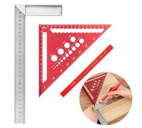 Speed Square, ensemble d'outils de travail du bois, règle triangulaire métrique rouge avec droite, crayon, règle triangulaire polyvalente en acier inoxydable pour marquage d'angle, 18,5 cm